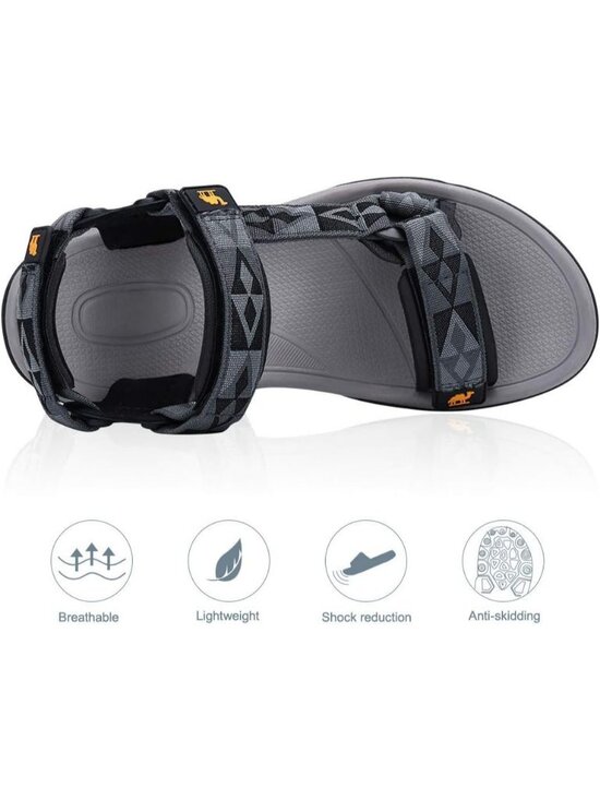 Men\'s Grey And Black Arch Support Open Toe Waterproof Hiking Sport Sandal Shoes main image 4